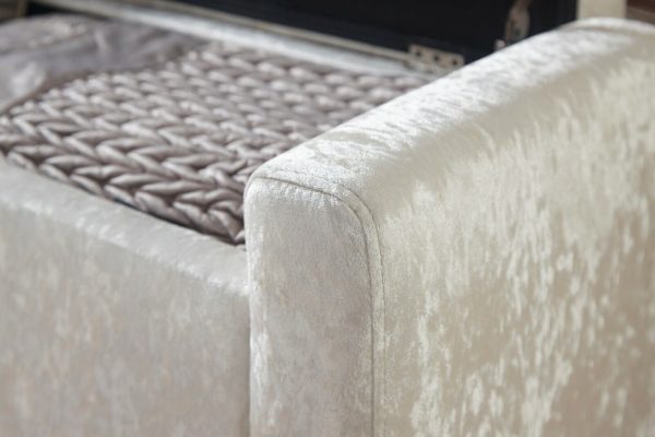 Verona Ottoman Seat tactile soft Oyster Silver Crushed Velvet storage - Image 5