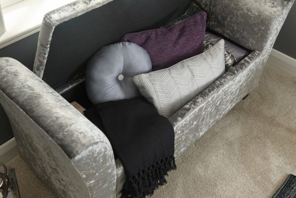 Verona Window Seat tactile soft Grey Crushed Velvet storage seat - Image 8