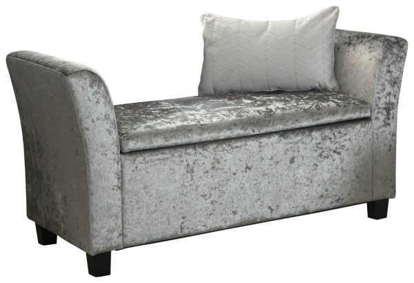 Verona Window Seat tactile soft Grey Crushed Velvet storage seat - Image 9