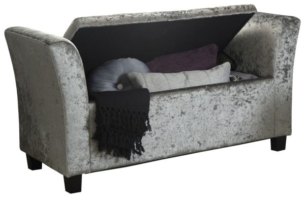 Verona Window Seat tactile soft Grey Crushed Velvet storage seat - Image 10