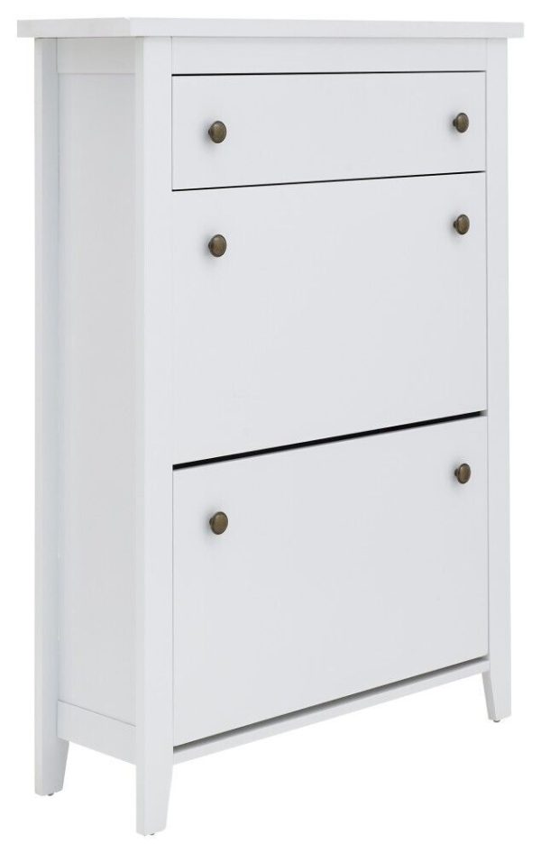 White Deluxe 2 Door 1 Drawer Shoe Storage Cabinet Storage Hallway Entryway