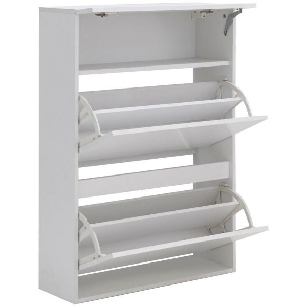 White Galicia 2 Tier Shoe Storage Unit with Utility Shelf and Blue LED - Image 7