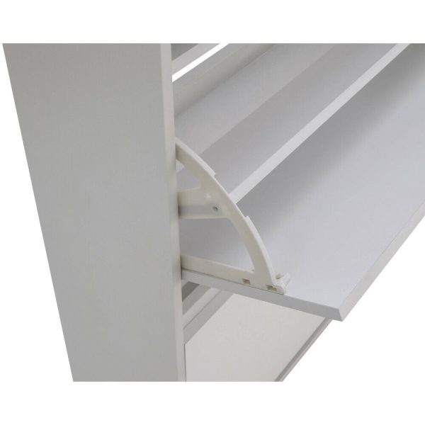 White Galicia 2 Tier Shoe Storage Unit with Utility Shelf and Blue LED - Image 10