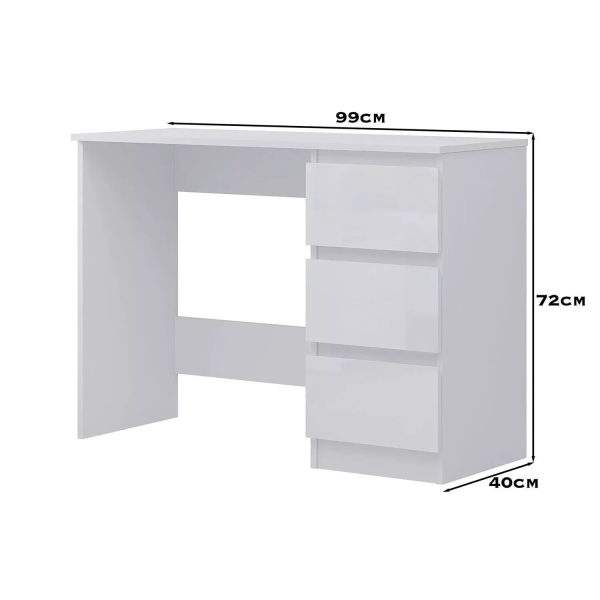 White Gloss 3 Drawers Matt Frame Dressing Table Office Desk scratch resistant - Image 3