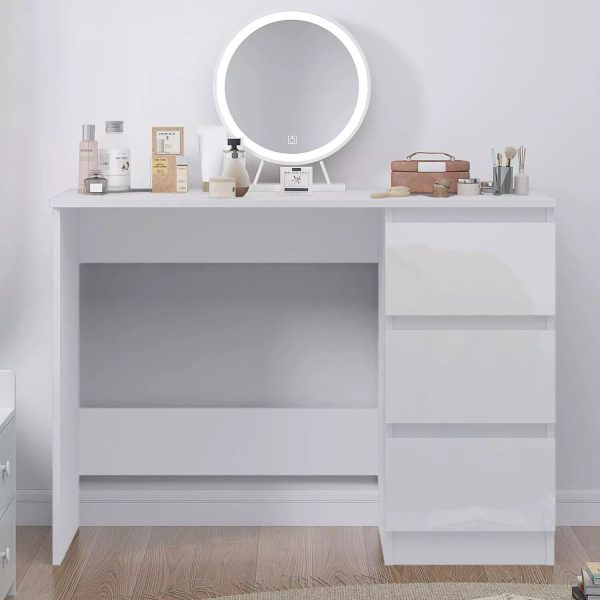 White Gloss 3 Drawers Matt Frame Dressing Table Office Desk scratch resistant - Image 5