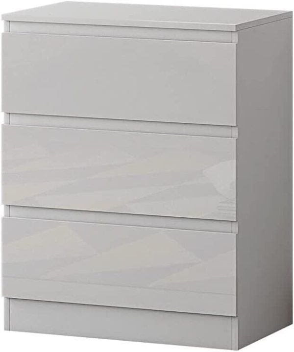 White High Gloss Chest Of 3 Drawers Bedroom Furniture Scratch Resistant - Image 3