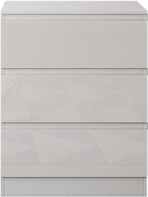 White High Gloss Chest Of 3 Drawers Bedroom Furniture Scratch Resistant - Image 4