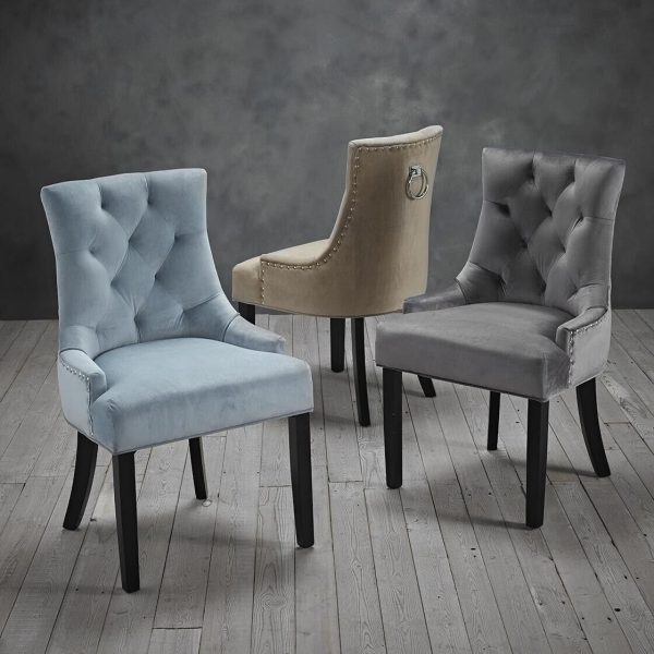 2 x MORGAN BEDROOM LOUNG DINING CHAIR FABRIC SEAT HIGH BACK BUTTONED KNOCKERBACK - Image 4