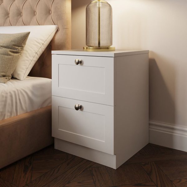 ARTUS 2 DRAWER BEDSIDE CABINET TABLE MATT WHITE