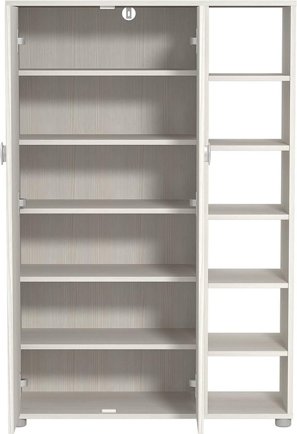 Bideford Tall Shoe Storage Unit with Cupboards White for Hallway living Bed Room - Image 5