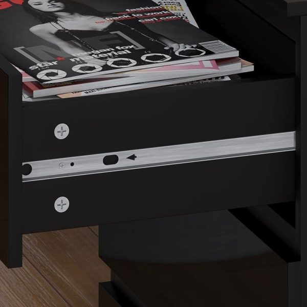 Black High Gloss Chest Of 3 Drawers Bedroom Furniture Scratch Resistant - Image 4