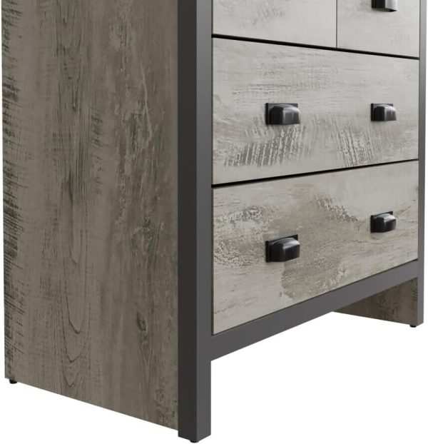 Boston 2+2 Chest of 4 Drawers - Grey Industrial distressed-effect finish - Image 4