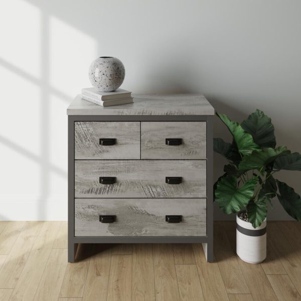 Boston 2+2 Chest of 4 Drawers - Grey Industrial distressed-effect finish - Image 6