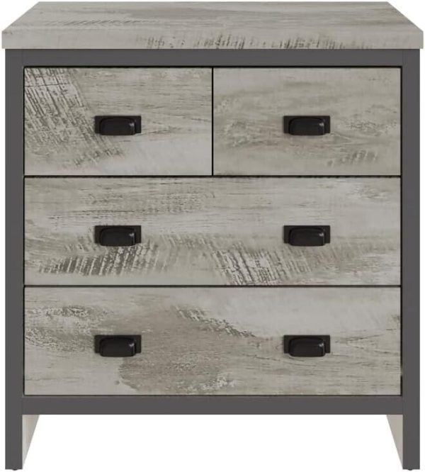 Boston 2+2 Chest of 4 Drawers - Grey Industrial distressed-effect finish