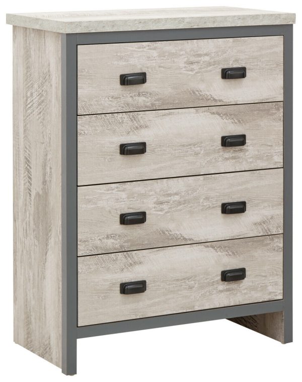 Boston 4 Piece Set 3 Door Wardrobe Bedside 4 drawer chest Grey loft studio - Image 7