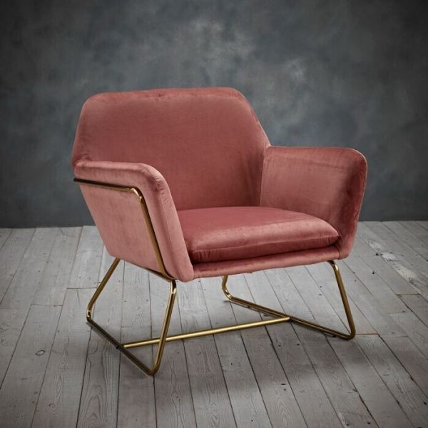 CHARLES VELVET PINK ARMCHAIR GOLD LEGS  OCCASIONAL SEAT not original box