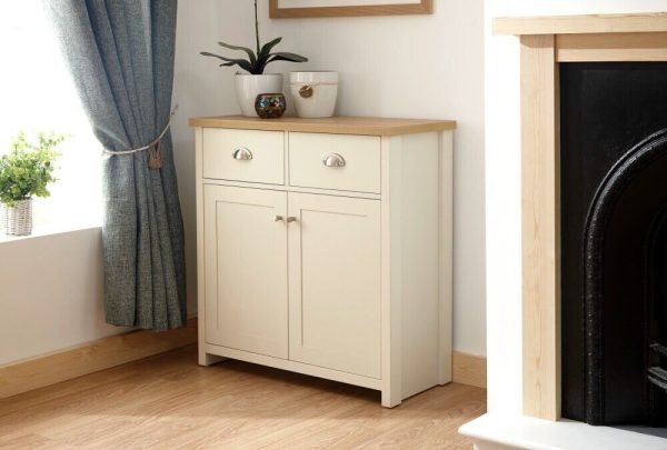 Cream and Oak 2 door Compact Sideboard Lancaster Range - Image 4