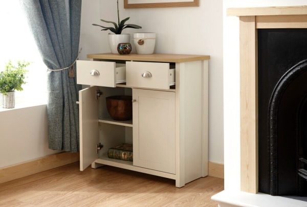 Cream and Oak 2 door Compact Sideboard Lancaster Range - Image 5