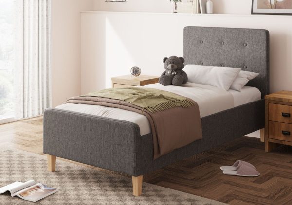 Dark Grey Ashbourne Side Lift up 3ft Single Ottoman bed solid base Fabric - Image 7