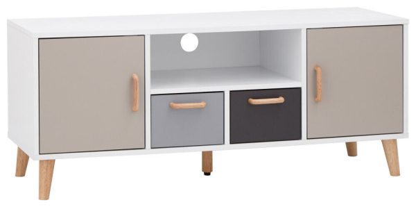 G DELTA TRENDY LARGE TV UNIT  WHITE & GREY MULTI TONE STORAGE - Image 3