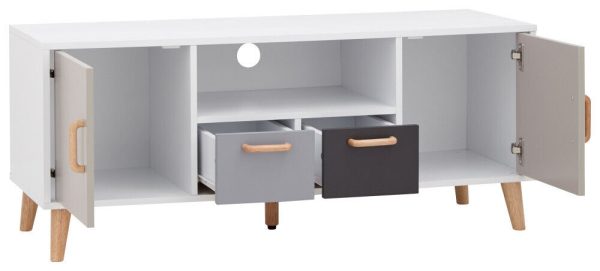 G DELTA TRENDY LARGE TV UNIT  WHITE & GREY MULTI TONE STORAGE - Image 4