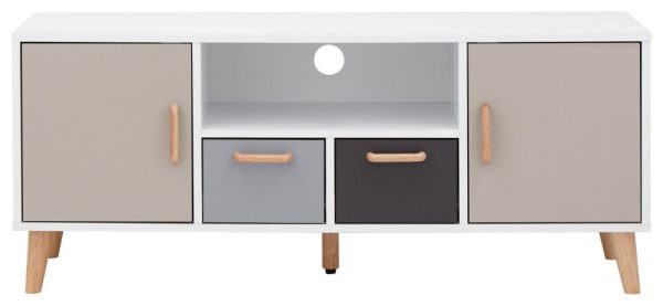 G DELTA TRENDY LARGE TV UNIT  WHITE & GREY MULTI TONE STORAGE