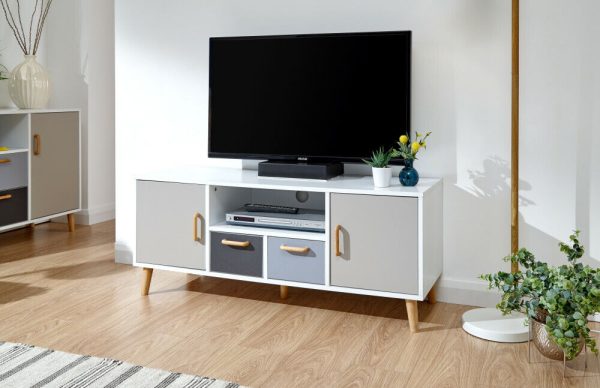 G DELTA TRENDY LARGE TV UNIT  WHITE & GREY MULTI TONE STORAGE - Image 9