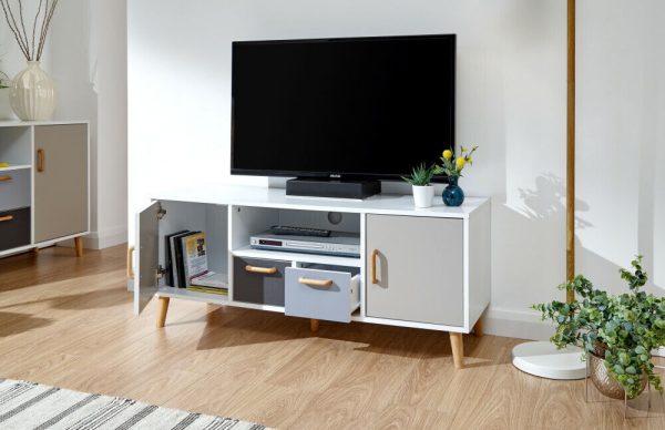 G DELTA TRENDY LARGE TV UNIT  WHITE & GREY MULTI TONE STORAGE - Image 10