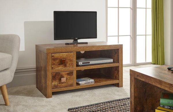 Jakarta 2 Drawer 2 Shelf TV Media Entertainment Unit distressed style