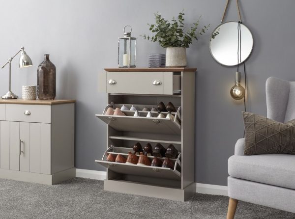 KENDAL DELUXE SHOE CABINET GREY - Image 3