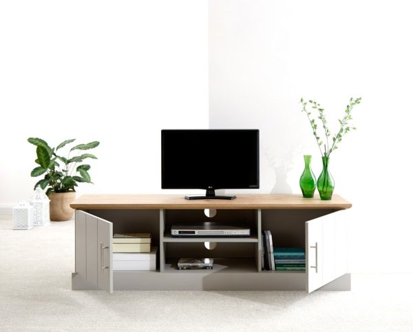 Kendal Large TV Unit Grey Oak colour top - Image 12