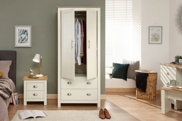 Lancaster 2 Door 2 Drawer Wardrobe - Cream - Image 3