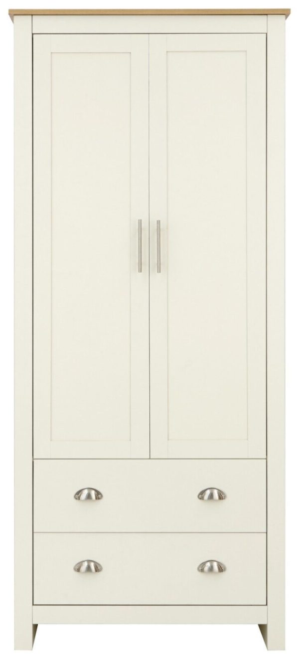 Lancaster 2 Door 2 Drawer Wardrobe - Cream - Image 4