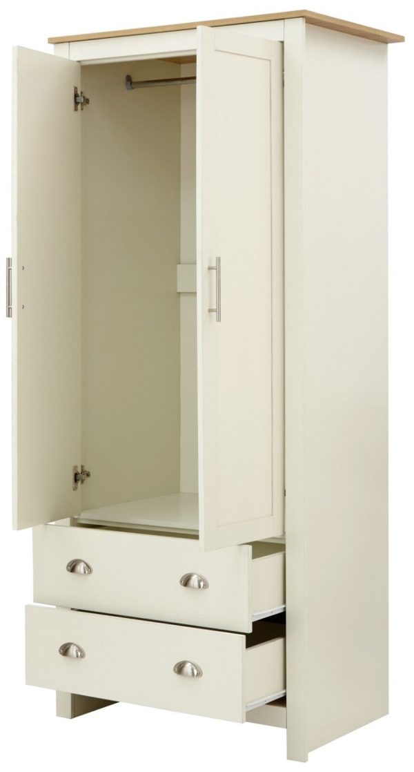 Lancaster 2 Door 2 Drawer Wardrobe - Cream - Image 7