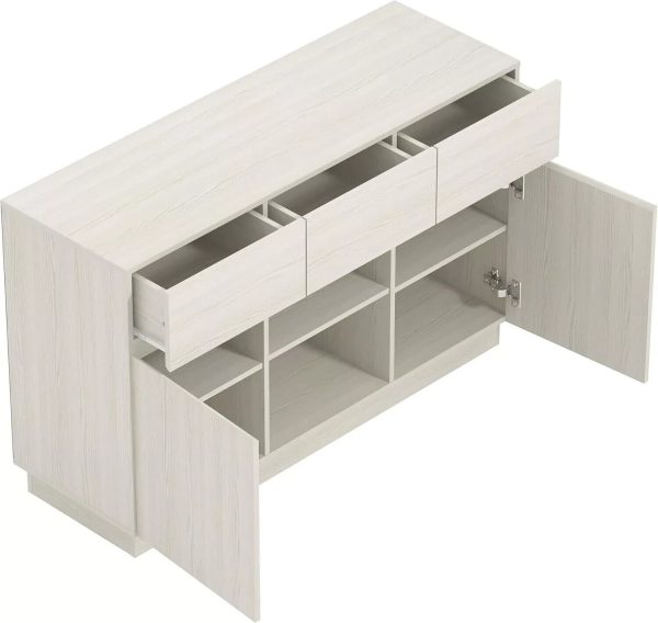 Large 2 Door 3 Drawer Sideboard Loads of Storage white 75x118x40cm grain effect - Image 5