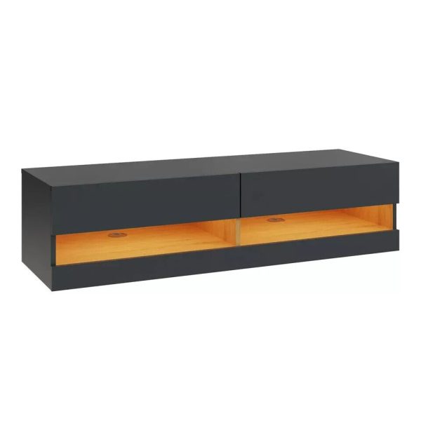 Leon 120cm Wall TV Media Entertainment Unit with LED  Anthracite - Image 6