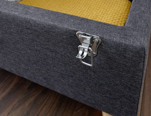 MINSTREL UPHOLSTERED OTTOMAN BOX STORAGE BENCH BLANKET STOOL CHARCOAL GREY - Image 7