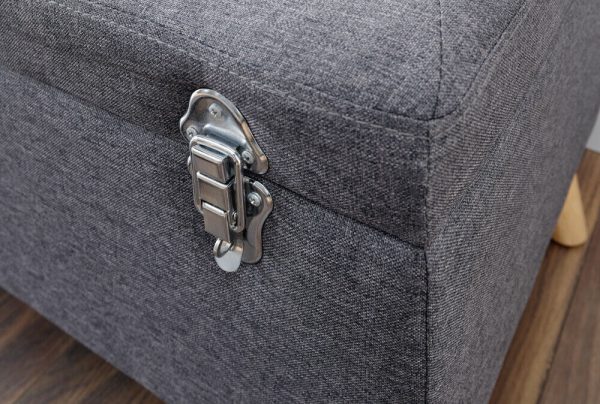 MINSTREL UPHOLSTERED OTTOMAN BOX STORAGE BENCH BLANKET STOOL CHARCOAL GREY - Image 9