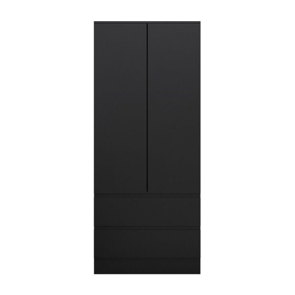 Matt Black 2 Door 2 drawer Combi Wardrobe Scratch Resistant Soft Close - Image 4