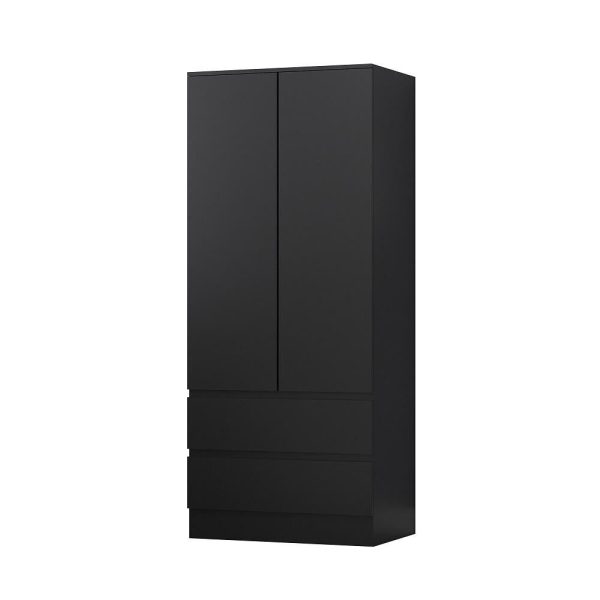 Matt Black 2 Door 2 drawer Combi Wardrobe Scratch Resistant Soft Close - Image 5