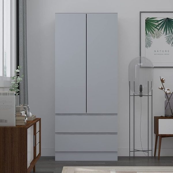 Matt Grey 2 Door 2 drawer Combi Wardrobe Scratch Resistant Soft Close - Image 3