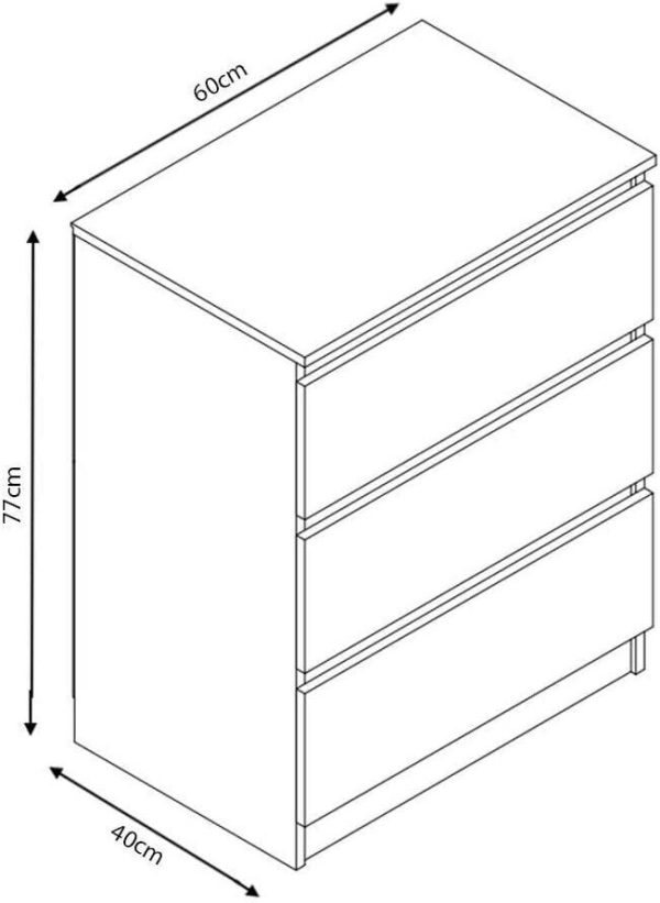 Matt White Chest Of 3 Drawers Bedroom Furniture Scratch Resistant - Image 5