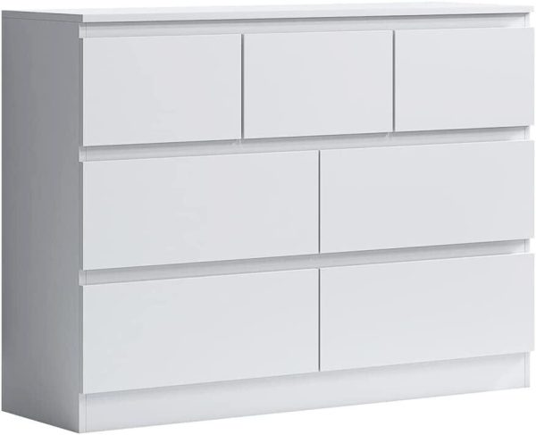 Matt White Chest Of 7 Drawers Bedroom Furniture Scratch Resistant Merchant - Image 3