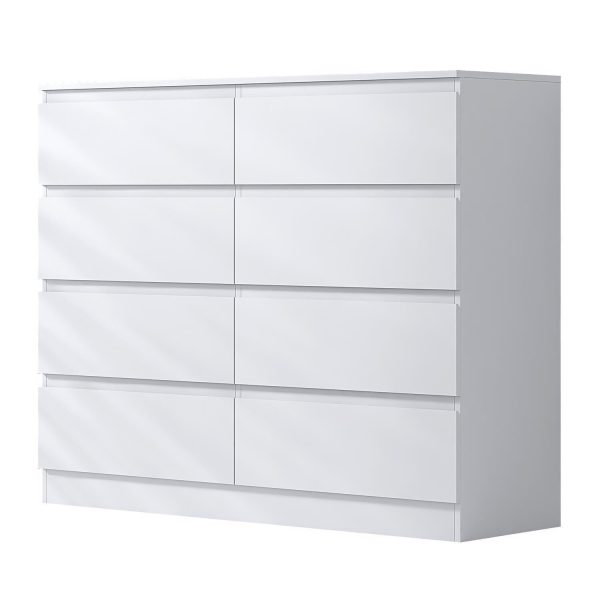 Matt White Chest Of 8 Drawers Bedroom Furniture Scratch Resistant Deep Drawers