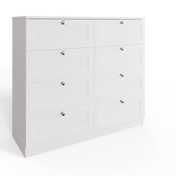 Matt White Chest Of 8 Drawers Modern Design Deep Storage Panelled Fronts - Image 4