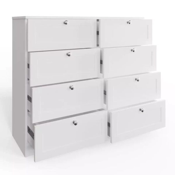 Matt White Chest Of 8 Drawers Modern Design Deep Storage Panelled Fronts - Image 5