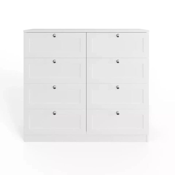 Matt White Chest Of 8 Drawers Modern Design Deep Storage Panelled Fronts - Image 7