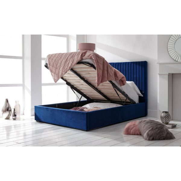 Milazzo Velvet 4ft 6 Double End Lift up Ottoman Bed Royal Blue