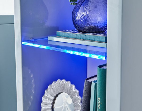 POLAR HIGH GLOSS WALL MOUNTED LED DISPLAY UNIT Blue LED lights Storage GREY - Image 5