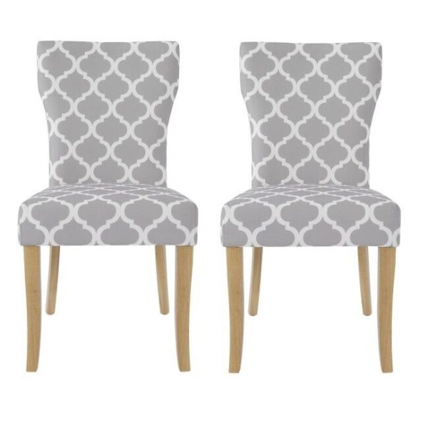 Pair of Grey Fabric and Oak Dining Chairs Lovely chairs